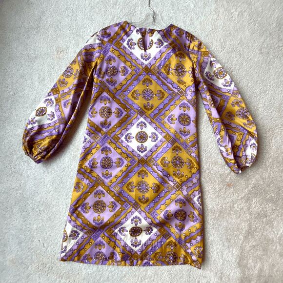 Vintage 1960s Psychedelic Dress & Reversible Vest Set M/L Go-Go Mod Festival - Picture 3 of 9